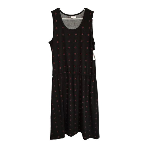 LulaRoe Black Sleeveless Dress with Red Designs, Large, NWT - Picture 3 of 7